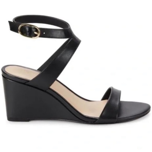 🌹STUART WEITZMAN🌹 Ave Strappy Wedge Sandals In Black Size: 7.5 - Picture 2 of 15